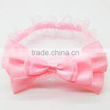Satin Layered Bow Lace Headband for Baby,cheap Handmade Soft Headbands thumbnail-2