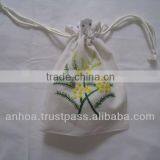 Hand Embroidery Drawstring Pouch Bag