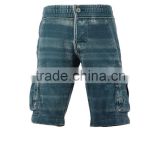 garment dyed + burt out wash 60%cotton 40%polyester knit terry print stripe fabric short for men