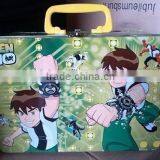 Beautiful Cartoon Tin Box With Plastic Handle and One Mini Lock