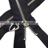 No. 3 # Heart Design Pull Black Metal Zipper,15cm Y Teeth Gold Metal Zipper for Clothing thumbnail-2