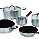 8pcs Set Stainless Steel Low Stock Pot and Fry Pan Non Stick