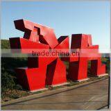 Outdoor Roadside Large Red Abstract Stainless Steel Sculpture thumbnail-1