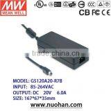 Meanwell 120w 20v 6a Switching Power Supply/120W 20V AC-DC Single Output Desktop / 20V 6a Adaptor