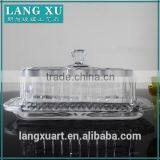 LX-H005 Handmade Crystal Clear Press Square Glass Butter Dish Quality Choice thumbnail-2