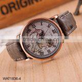 Fashion Map Roman Numerals Wristwatch Leather Bracelet Wrist Watch thumbnail-4