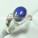 .925 Sterling Silver Blue Lapis Fashion Single Stone Finger Ring thumbnail-1