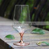 new design lead free clear crystal 380ml beer glasses with rose gold stand