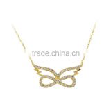 14K Solid Gold Infinity Angel Wing Charm Necklace
