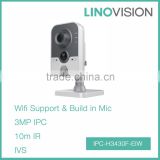 3MP Build in Mic and Speaker IR Cube Network CCTV Camera Wi-Fi Support