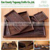 Japan Market Antique Paulownia Wood Tray,burn Wood Tray,antique Square Tray thumbnail-1