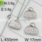 Factory Price Gold and Steel Set Bags Shape Jewelry Set With Rhinestone thumbnail-3