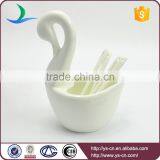 Elegant White Swan Shape Porcelain Kichen Tools Spoon Container thumbnail-1