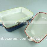 Colorful Cute Ceramic Bakingdish Rectangular Baking Dishes Stoneware Bakeware With Handles thumbnail-1