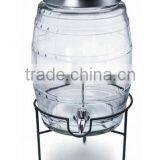 China Big Capacity 12L Clear Glass Home Drink Dispenser With Iron Stand thumbnail-1