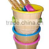 Set of 4pc Plastic Ice Cream Serving Bowls With Spoons thumbnail-2