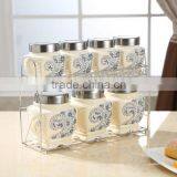 Ceramic Canister Set Stainless Metal Stand thumbnail-6