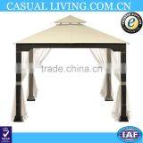 10' x 10' Rattan Metal Patio Gazebo With Mosquito Net thumbnail-2