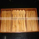 2017 Wholesale Bamboo Flatware Set With Cloth Bag