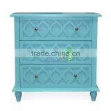 Chest Of Drawers 3 Drawer With Carving Front Side Color Tosca thumbnail-2