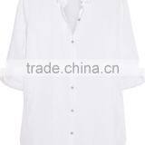 Outdoor Autumn Women White Cotton Shirt Customized thumbnail-3