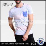 MGOO Manufacturer Offered Round Neck Blank Pocket T Shirt Wholesale Thick Striped T-shirt For Men thumbnail-1