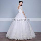 MGOO Elegant China Custom Made Wedding Dress Ballgown For Bridal Half Sleeves White Embroidery Dress thumbnail-4