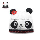 latest kids baby panda cartoon100 cotton woolen knitted caps