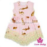 48BQA142 Lovebaby Easter Days Outfits Garments Printed Rabbit Sleeveless Baby Festival Dress Patterns With Same Fabric Hat thumbnail-2