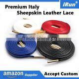 Customized Length 24" 27" 30" 36" 45" 54" 63" 72" Flat Genuine Sheepskin Leather Shoelace for Brand Shoes Dress Shoelaces thumbnail-1