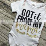 Baby Clothing Sets Infant Baby Girls Boutique Clothing Sets Toddler Baby Outfits Got it From my Mama Romper Black Glitter Shorts thumbnail-2