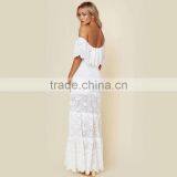 Overall Lace off Shoulder Ruffle Maxi Dresses Delicate Lady's Apparel thumbnail-4