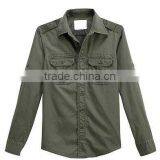 Mens Washed Military Green Canvas Shirt thumbnail-1