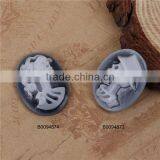 Resin Cameo Embellishments Oval Black & White Skeleton Skull Pattern thumbnail-3