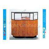 Corner Jewelry Display Case with Locking Hinged Door for Shopping Mall