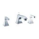 Double Handle Brass Bathroom Basin 3 Hole Tap Faucet , Deck Mounted Sink Mixer Taps