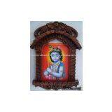 Child Krishna With His Cow, Jarokha Made With Wood Crafts thumbnail-1