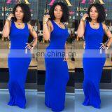2020 New Arrivals Women Solid Color U-Neck Casual Dresses Ladies Bodycon Long Dresses Women Summer Dresses thumbnail-5