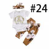 "Fish -ally Here" 2019 White Baby Romper & Ocean pp Pants & Bow Hat & Headband 4pcs Set thumbnail-3