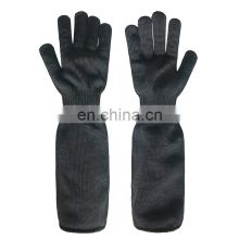 Polyester Steel Wire Cut Resistant Long Cuff Gloves 48CM 7 gauge Level 5 Protection Safty Working Kitchen Gloves