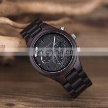 Black Ebony Quality Wood Wrist Watches OEM Chronograph Watch With Stopwatch Function thumbnail-4
