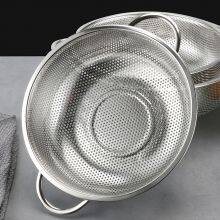 Kitchen Stainless Steel Fruits and Vegetables Washing Strainer Draining Colander Basket Durable Hander & Base Mesh Colanders thumbnail-4