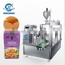 Stand Up Quad Seal Pouch Filling Bagger Chili Paste Chutney Stir Fry Simmer Hotpot Sauce Liquid Doypack Packing Machine
