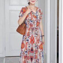 2025 Women's Clothing for Middle - Aged and Elderly People, Stylish Dresses for Moms, Sleeveless or Short - Sleeved, Elegant and Plus - Size Chiffon Dresses With Floral Patterns thumbnail-4
