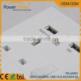 Dual Usb Wall Charger Socket Outlet eu uk Plug 250V 13A Phosphor Bronze Flame Retardant PC Plastic