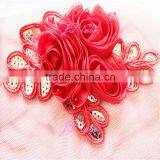 Chiffon Flower and Silver Leaf Sequin Flower Applique - DIY Flower Headbands - Bridal Applique thumbnail-3