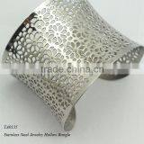Fashion Hollow Out Heavy Cuff Bangles Cheap Stainless Steel Bracelet thumbnail-3