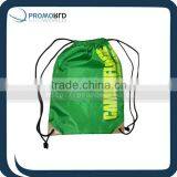 190 Drawstring Bag With Leather Corner Polyester Drawstring Bag Green Color thumbnail-1