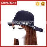 K-109 Girl Vintage Homburg Women Decorate Fedora Jazz Hats Flat Wide Brim Fedora Felt Hat thumbnail-4