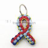 Colorful Ribbon Awareness Cancer Paracord Keychain Ribbon 4MM Paracord Keyring Paracord Lanyards
